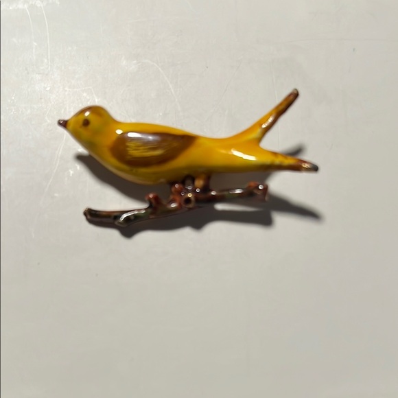 Vintage original by Robert signed enamel bird on a branch pin. - Picture 3 of 3